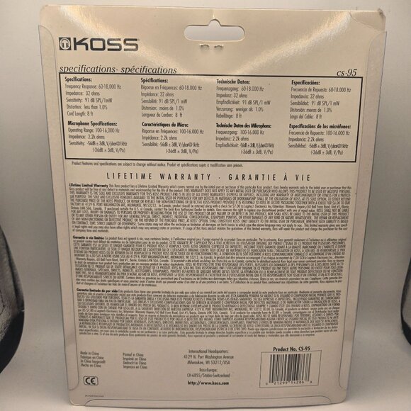 Koss CS-95 Headphone With Microphone CVT Noise Cancellation NEW - Picture 4 of 5
